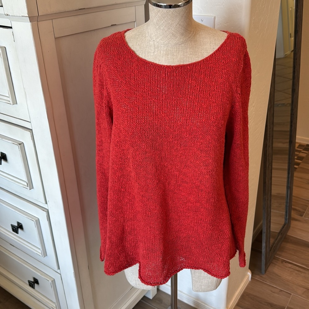 Eileen Fisher M cotton open weave sweater
